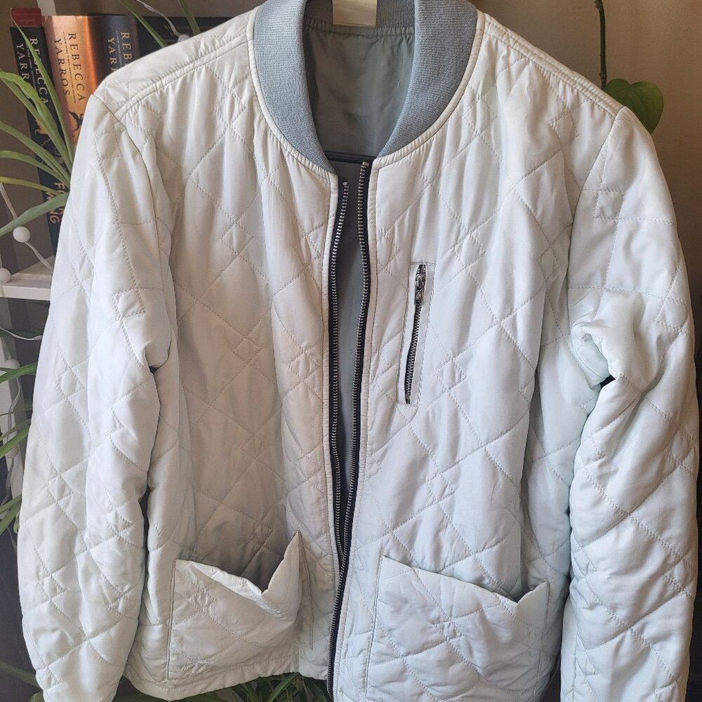 Abercrombie & Fitch Jacket Womens Medium Bomber Jacket Quilted Mint Green